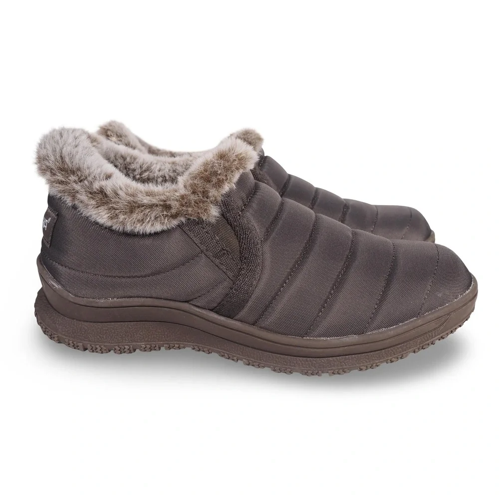 Minnetonka Timpson‎ Hard Sole Slip-on Lined Boots Women 6 Brown Quilted Nylon